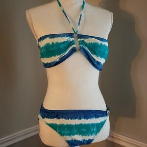 RALPH LAUREN WOMENS BIKINI, TEAL, BLUE &  WHITE, size 10